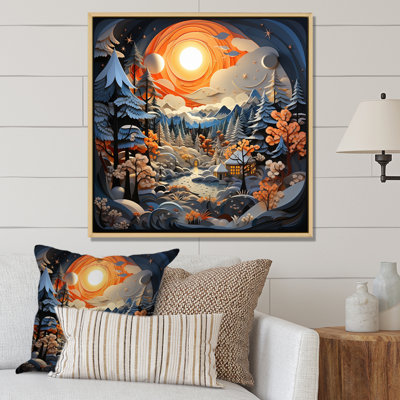 «Orange Orange Winters Papercut Landscape II», art mural sur toile