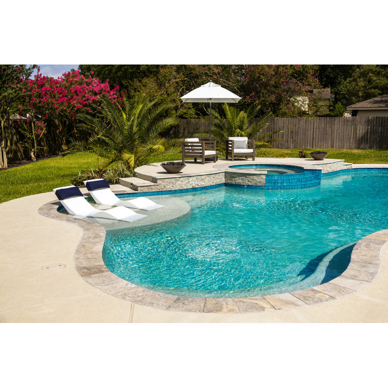 Sunbrella All Weather, Outdoor Pool Chaise Lounger Headrest Pillow, Sun Shelf Chaise Cushion, Adjustable Height, Buckle Secure Strap - Set of 6