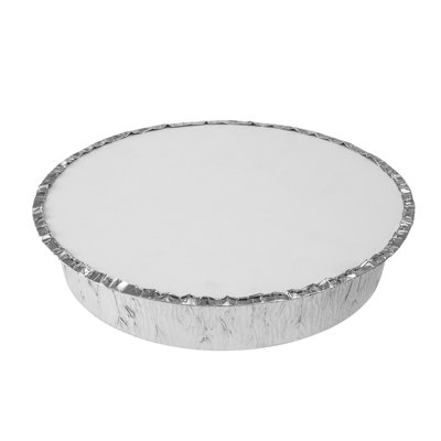 Restaurantware-LIDS ONLY: Foil Lux Paper Lids For 8 Inch Aluminum Pans, 100 Round Foil Board Lids - Pans Sold Separately, Flat Design, Foil-Laminated White Paper Lids