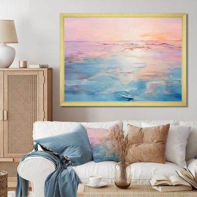 Pink And Blue Pastel Sunset - Coastal Waves Wall Art