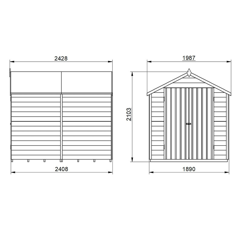6 ft. W x 8 ft. D Wooden Overlap Apex Garden Shed with Installation Service