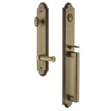 Arc Handleset with Single Cylinder Deadbolt and Georgetown Door Lever and Rosette