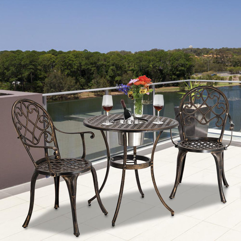 2 - Person Patio Dining Set with Round Table , Cushions Included