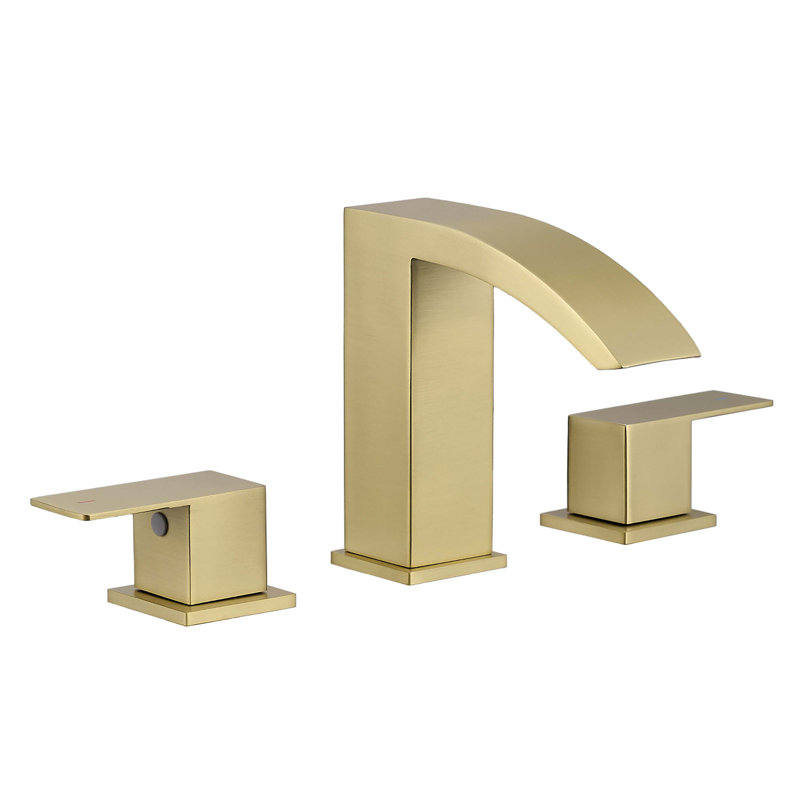 Bathroom Stainless Steel Faucets For Sink 3 Hole 8 Inch Widespread Bathroom Sink Faucet Double Lever Handle Faucet Bathroom Vanity Faucet Basin Mixer Tap Faucet With Hose