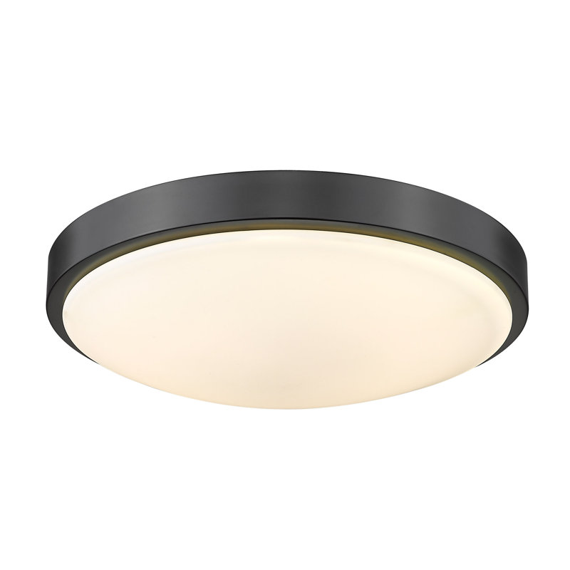 Mila Glass LED Flush Mount, Matte Black, Opal Glass