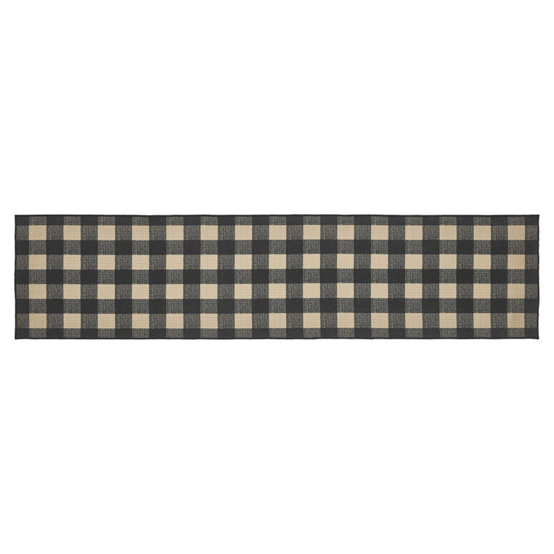 Beppo Flatweave Washable Gingham Indoor / Outdoor Rug, Runner 1'10" x 8'