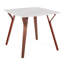 Table de salle à manger en bois de noyer et marbre texturé blanc-1421998612