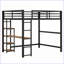 Lit mezzanine double en métal avec bureau intégré Tablettes de rangement noires - peu encombrantes pour les dortoirs Petites chambres