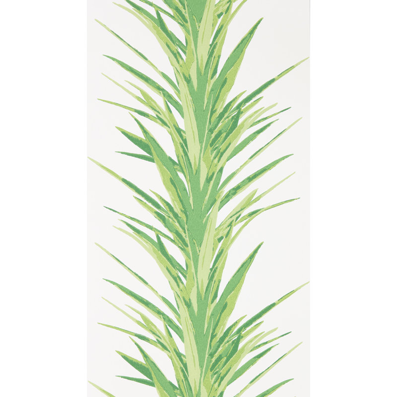 Yucca 10.05m x 52cm Matte Wallpaper Roll, White/Green