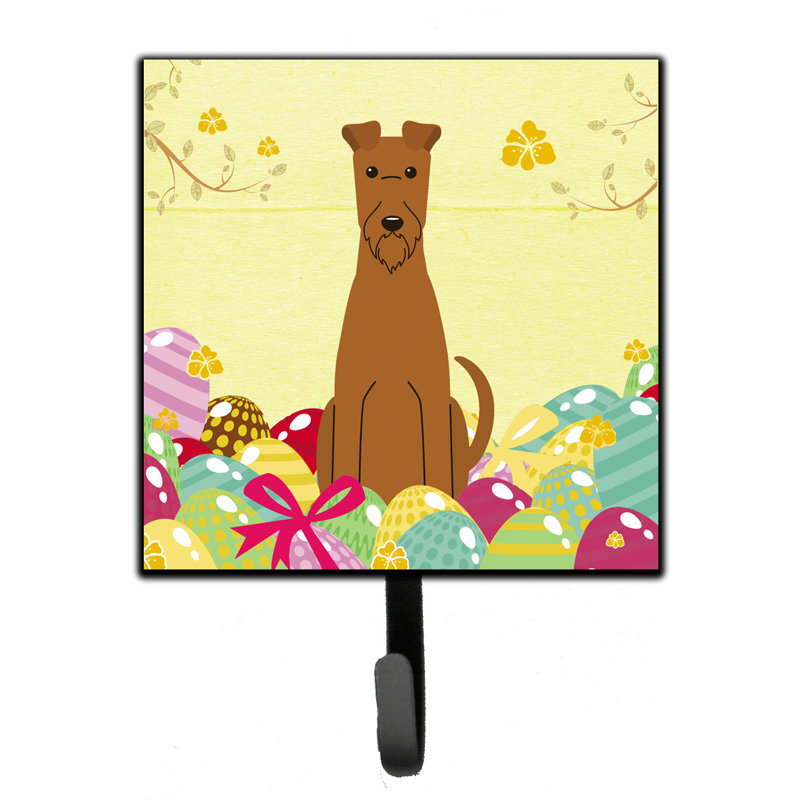 Mcelyea Metal Wall Organizer with Key Hooks, Yellow/Pink/Black, Irish Terrier