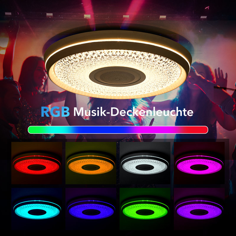 RGB LED ceiling lamp dimmable with Bluetooth APP remote control music speaker
