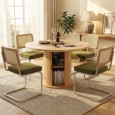 Ensemble de salle à manger à piédestal rond 5 pièces avec chaises Cantilever