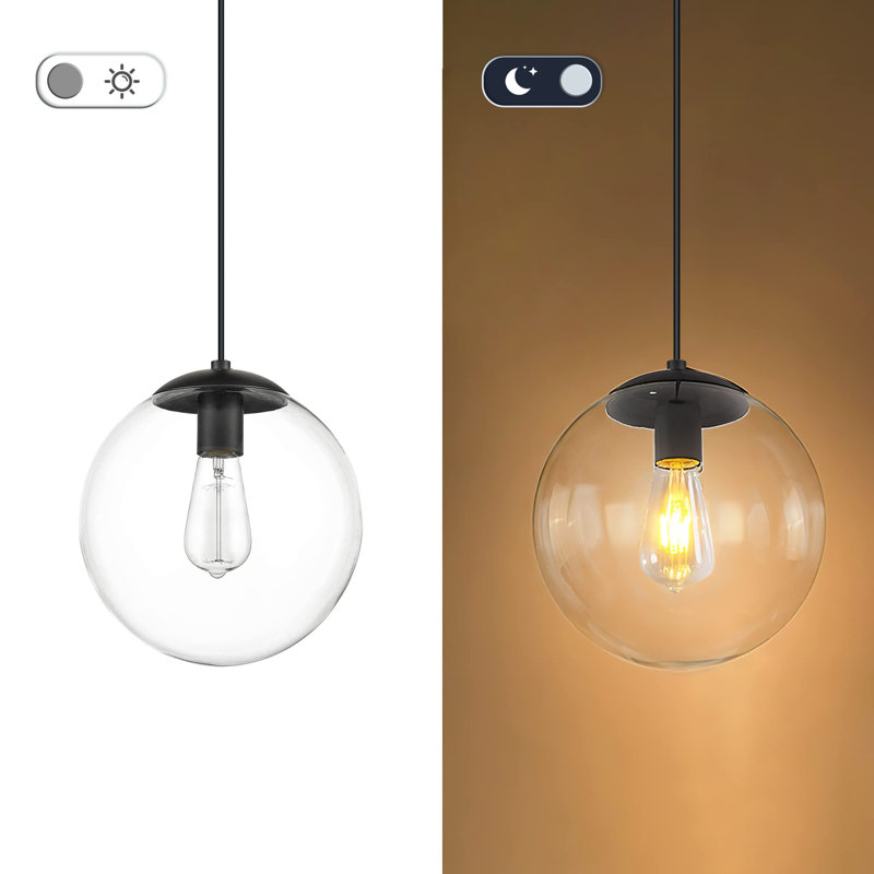 Luminaire suspendu simple à 1 lumière Gritta, Noir