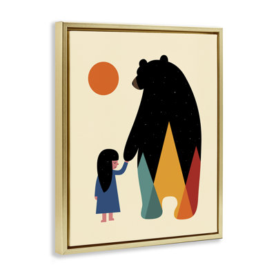 «Bear & Girl Silhouette», art mural sur toile flottante, design par Andy Westface