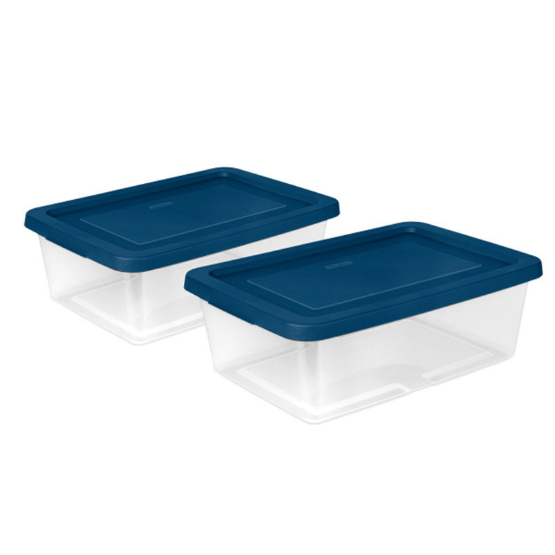 Sterilite 12Qt Storage Boxes Clear Plastic Containers with Lid, Set of 36, Blue