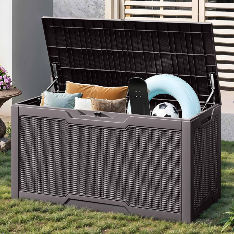 Contenant verrouillable pour terrasse 100 gallons, Marron foncé