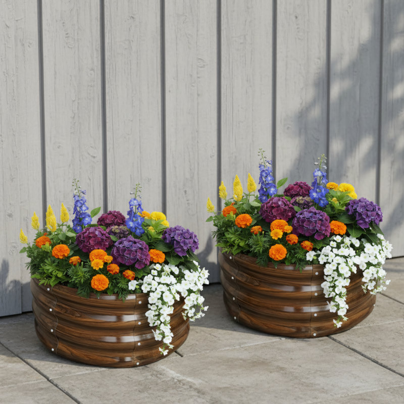 Brown, Galvanized Raised Garden Bed 2-Piece Set, 23.5 X 23.5 X 12.01 Inches, Outdoor Set, Specifically For Vegetable And Flower Growing.