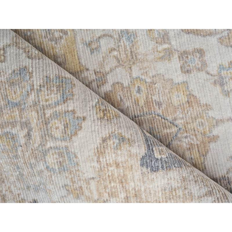 Artisan Power Loomed Wool/Nylon Oriental Area Rug in White/Ivory/Gray, Rectangle 6' x 9'