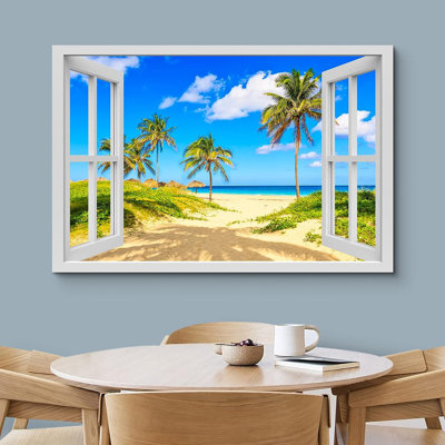 «Tropical Palm Tree Beach Ocean Sea Paradise Nature Wilderness», reproduction sur toile