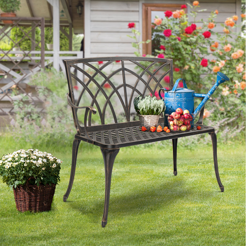 Banc de jardin en aluminium Batholo, Brun