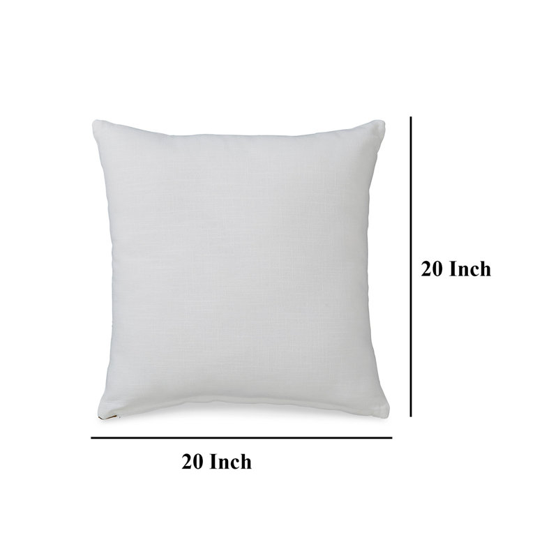 Square Accent Throw Pillow, 20 Inch Modern Embossed Embroidery, White
