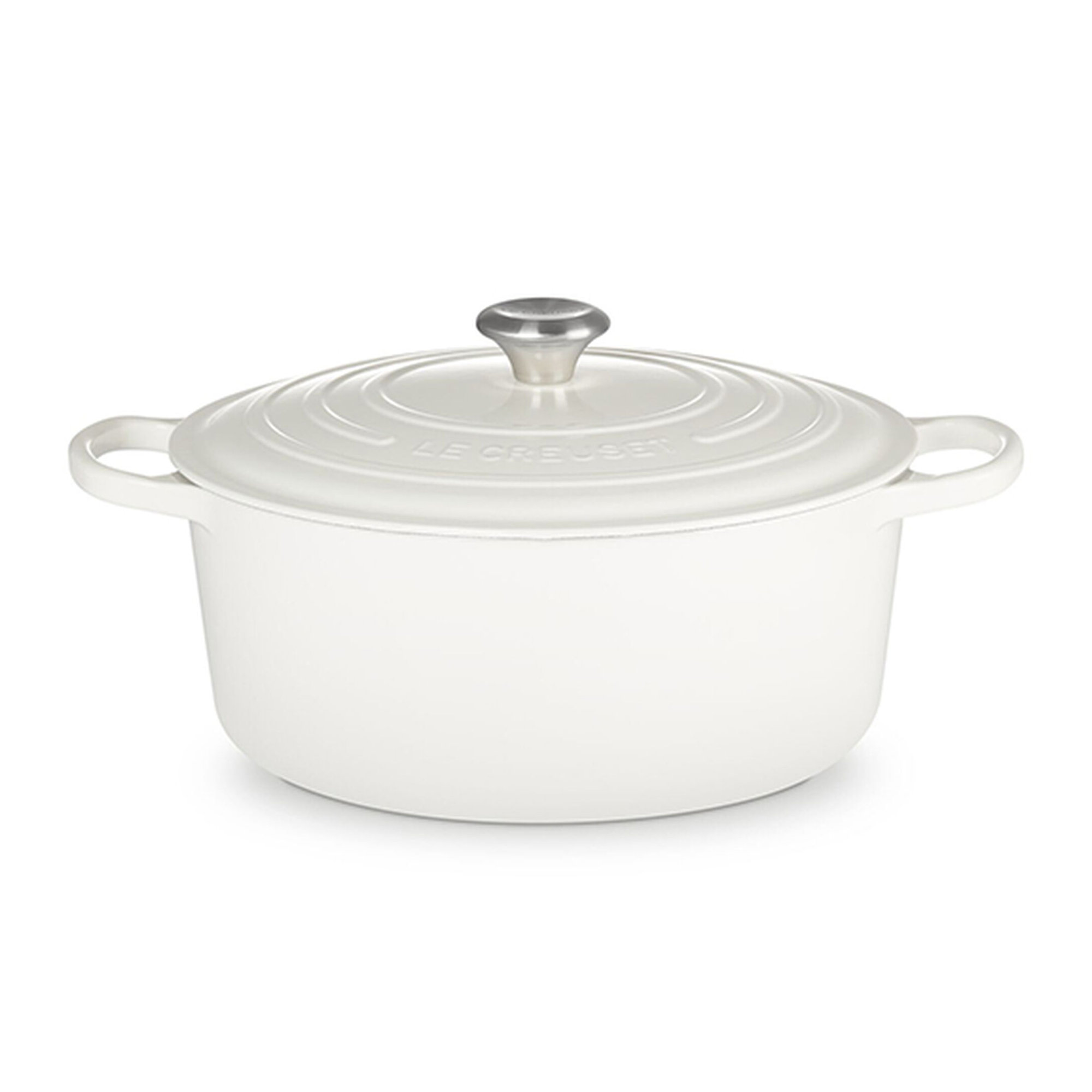 Le Creuset Signature Enameled Cast Iron Round Dutch Oven with Lid, White, 7.25 quarts