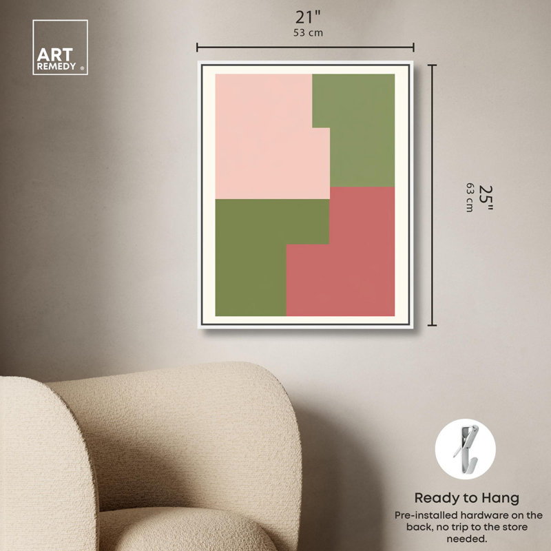 «One Side Nursery Map», Pastel Boho Abstracts par Art Remedy, Cadre blanc, H 25 po x l 21 po