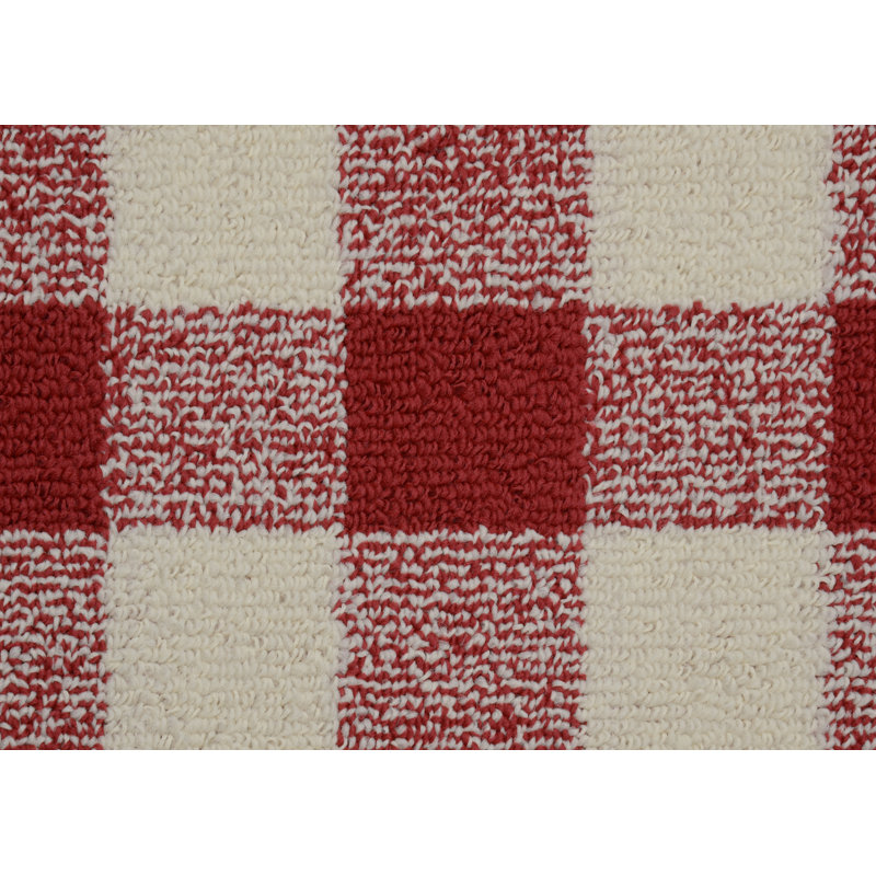 Tapis rouge à carreaux touffetés Curiel, Rectangle 5 pi x 7 pi