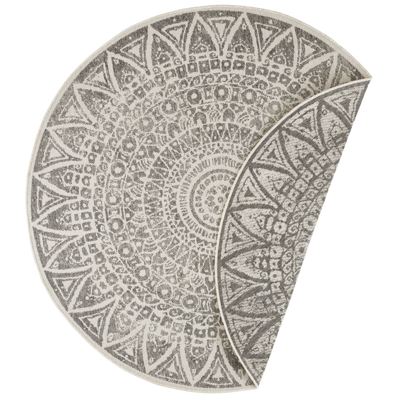 Lilja Flatweave Grey Rug, Round 200cm