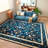 Living Room Rug 8x10 ft Dark Blue Area Rug Machine Washable Rug, Non Slip Vintage Rug Stain Resistant Indoor Large Carpet for Bedroom, Distressed Retro Floor Rug for Classroom, Dorm, Dining Room-691651241-680413489