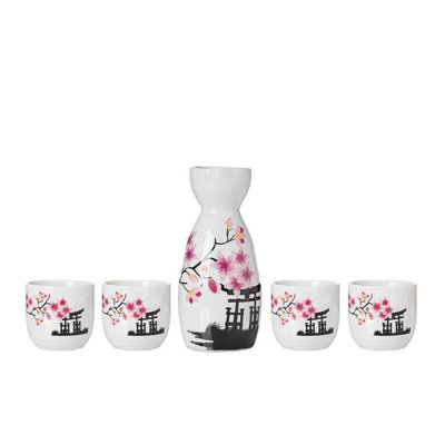 5-Piece Sake Set, Durable Ceramic Japanese Sake Set With 1 Carafe/Decanter/Tokkuri Bottle And 4 Ochoko Cups For Hot Or Cold Sake At Home Or Restaurant -  Wildon HomeÂ®, 31EFC0D59868446DA2B877DCE0D9D969