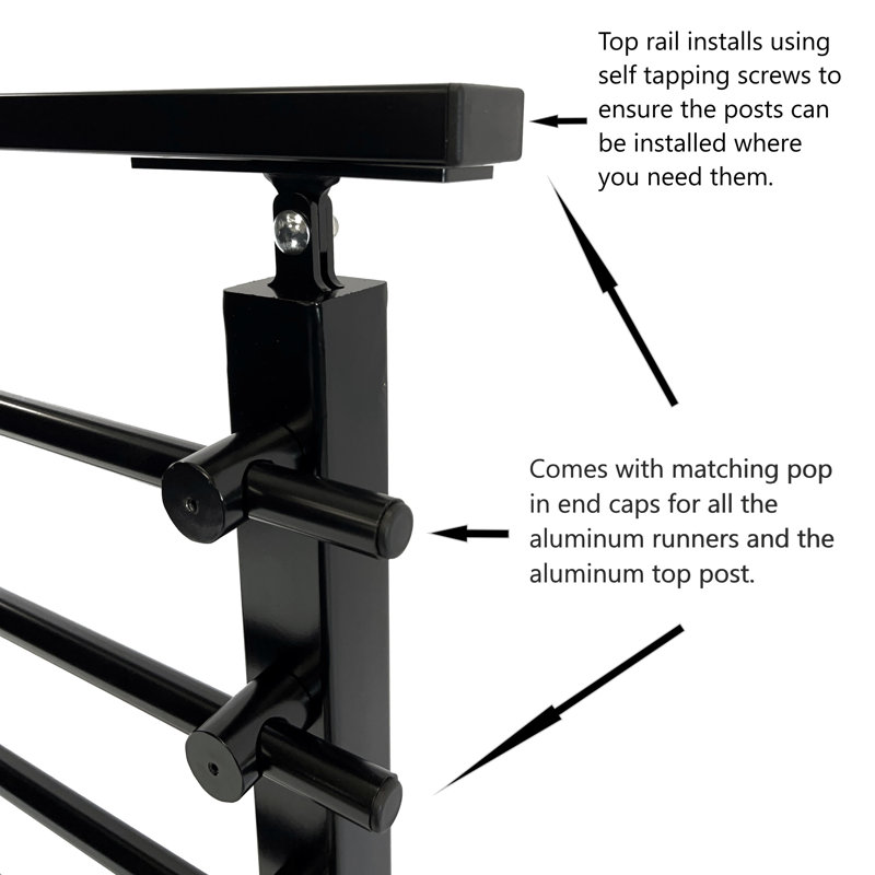 Adjustable Black Stainless Steel Stair Railing System