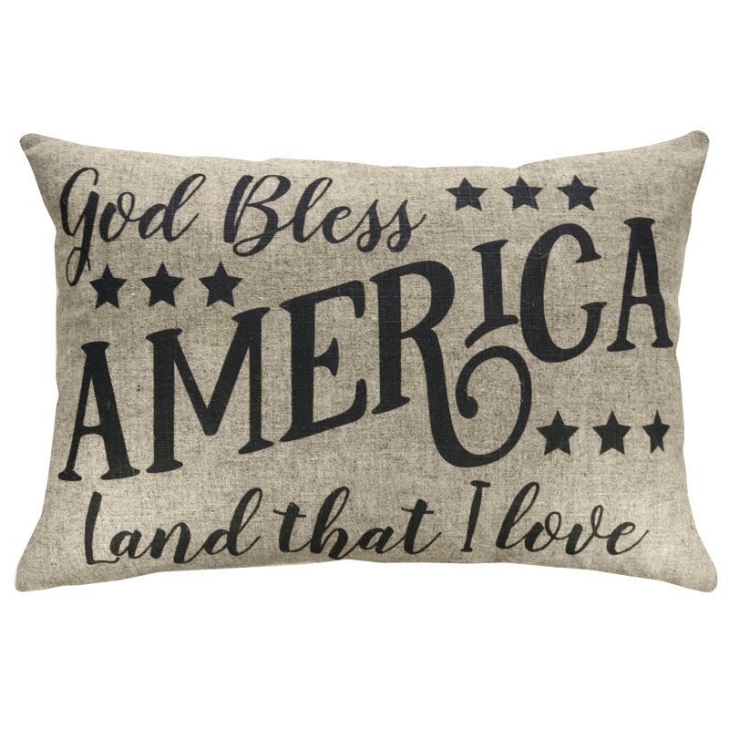  God Bless America Linen Throw Pillow