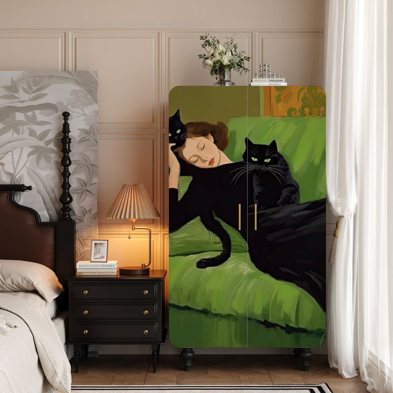 Armoire moderne pour femmes et chat noir