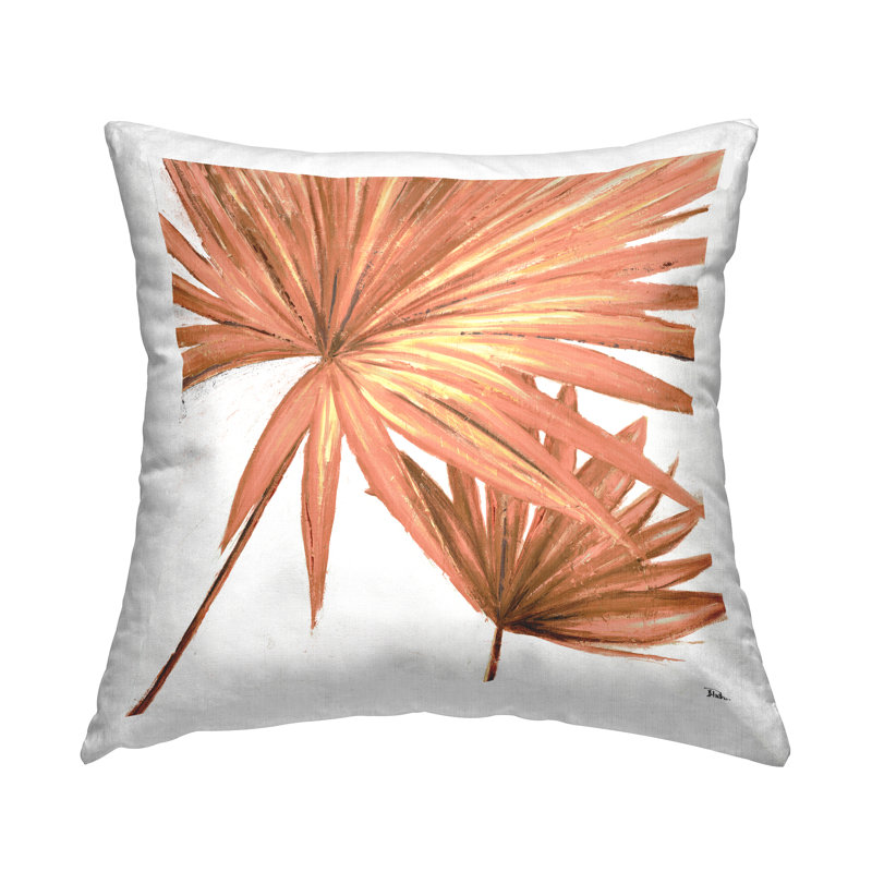 Coussin décoratif orange à motif de feuilles de palmier orange par Patricia Pinto