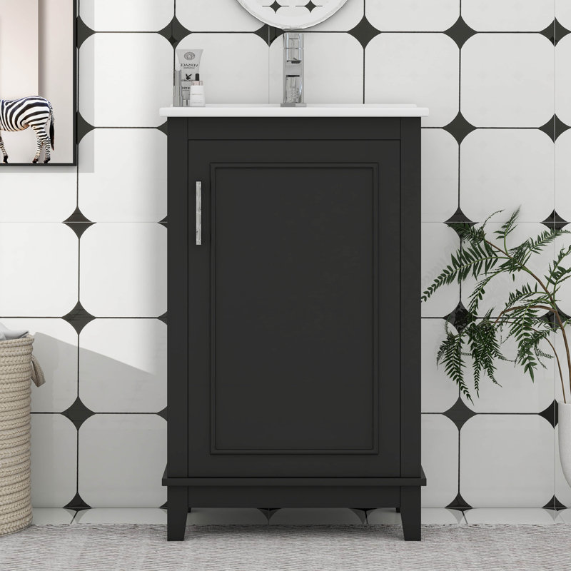 Armoire de salle de bain moderne et compacte pour petits espaces, rangement élégant avec lavabo en céramique