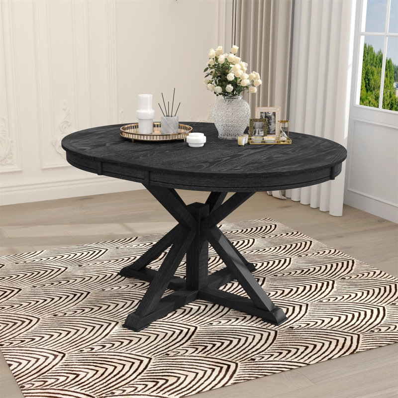 Retro Functional Extendable Dining Table With A 12" Leaf For Dining Room And Living Room, Espresso