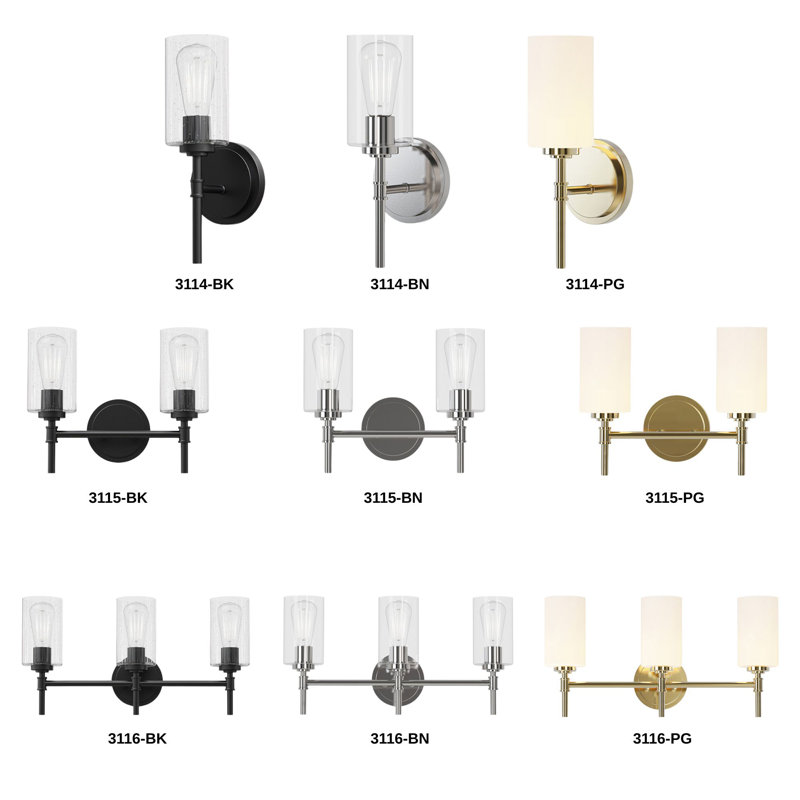 Wexton 3-Light 5.44” Wide Vanity Light, Clear, Brushed Nickel