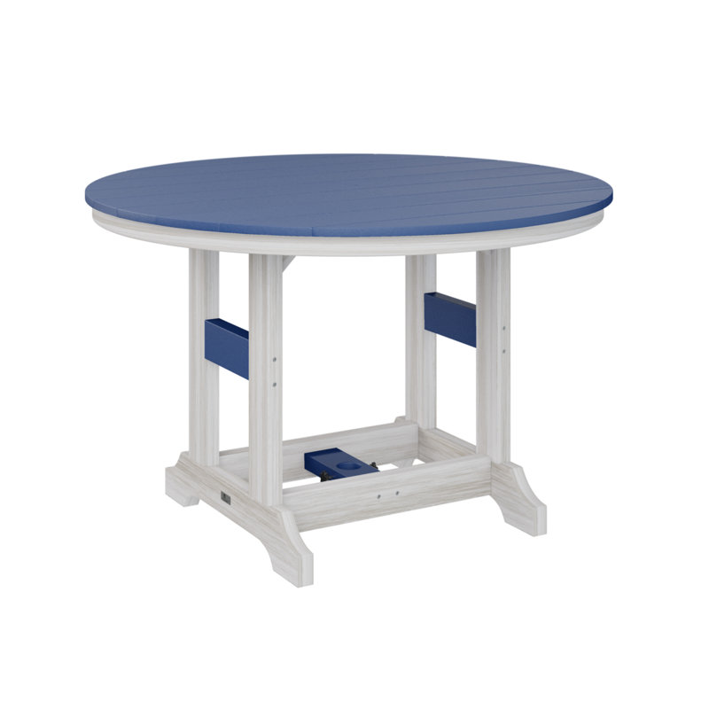 Garden Classic Outdoor Round Bar Table, Pacific Blue, Seashell