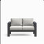 Causeuse de terrasse 52 po toutes saisons en métal avec coussins gris clair épais et structure noire-355589916