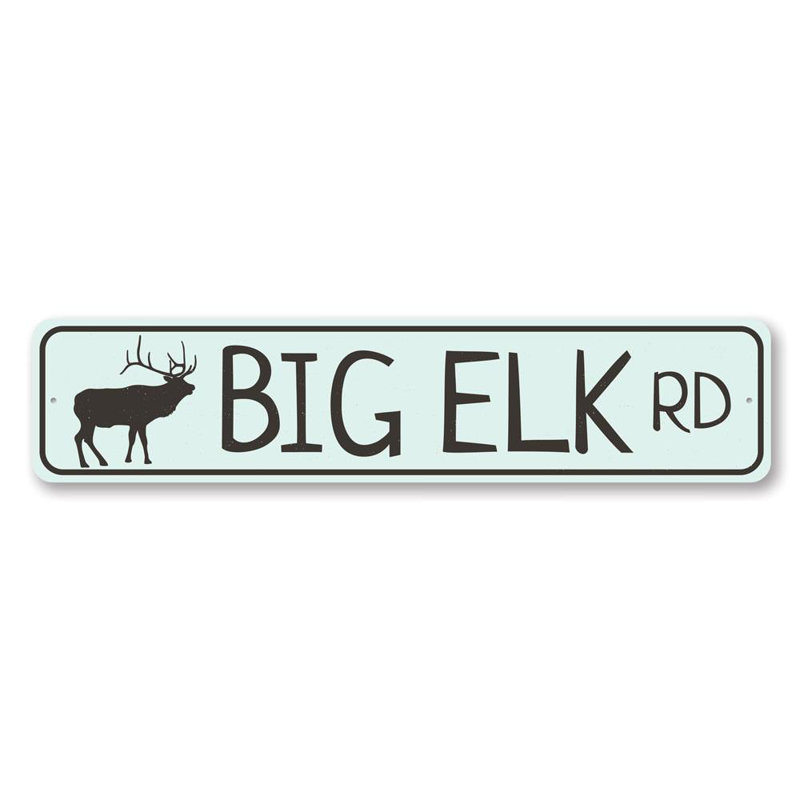 Plaque en aluminium Big Elk Road, H 4 po x l 18 po x P 0,04 po