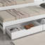 Daybed With Extendable Single To Double Bed, Rolling Trundle & 2 MDF Drawers – Solid Wood Frame, White-778376895