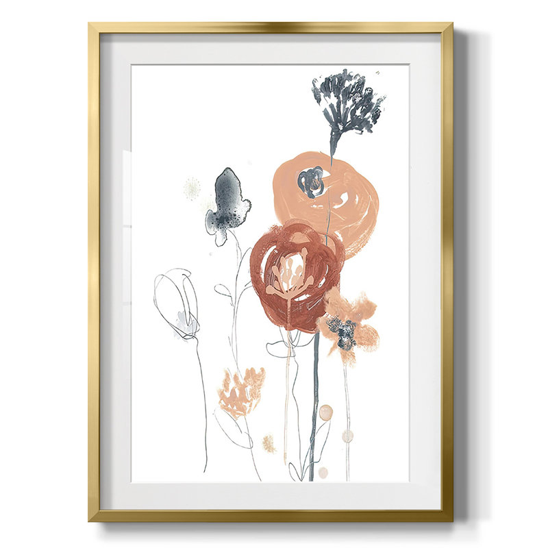«Terracotta Drift II», reproduction encadrée, Blanc, Papier avec cadre doré