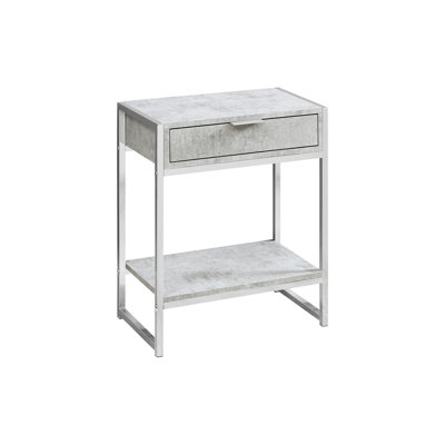 Compact Nightstand With Modern Grey Surface And Metal Base, Storage Drawer Bottom Shelf For Bedroom Attraction Finish Frame, Beauty