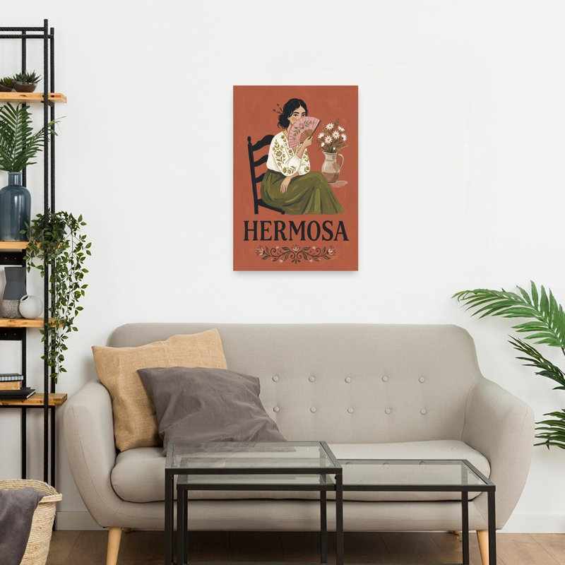 «Hermosa with Fan», impression élégante de marguerite sereine rustique, 24" H x 16" W