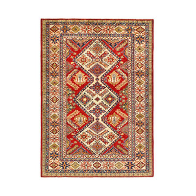 Tapis oriental rouille / rouge en laine et coton noué à la main 5 pi 8 po x 8 pi 2 po Oriental