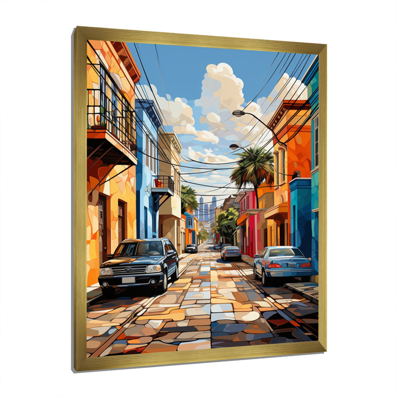 City Charleston Popart I sur toile, H 32 po x l 24 po x P 1 po, Encadrement doré