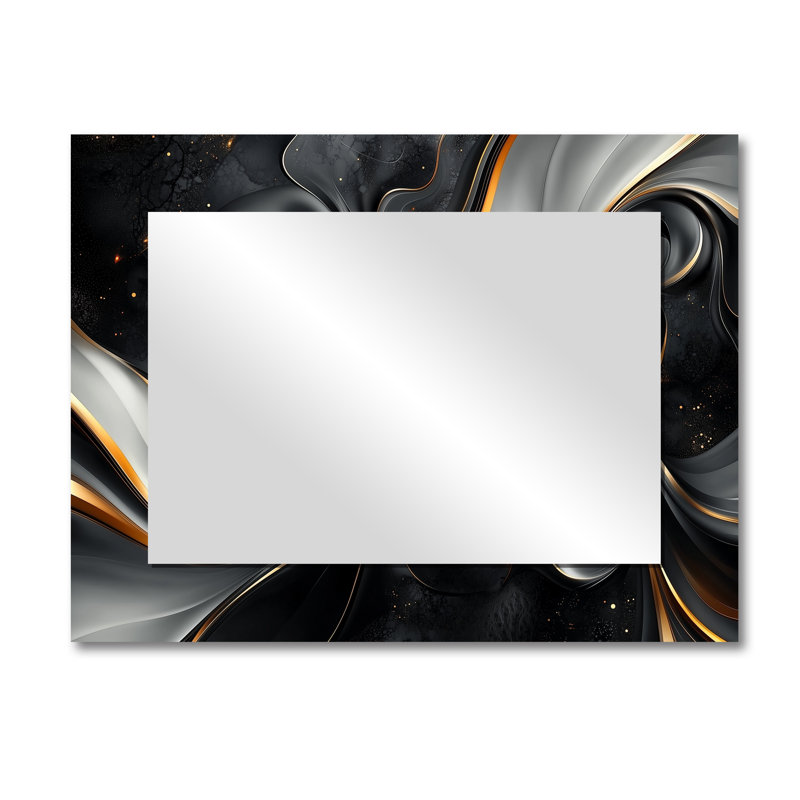 Fractal noir et gris Peano Curve I - art mural miroir fractal - imprimé sur métal, 30 po x 40 po