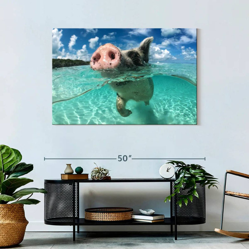 Brampt Swimming Pig, 30" H x 45" W