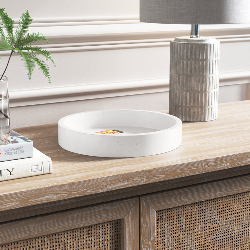 Genelda Marble Tray, White, 12" W x 12" D x 2" H
